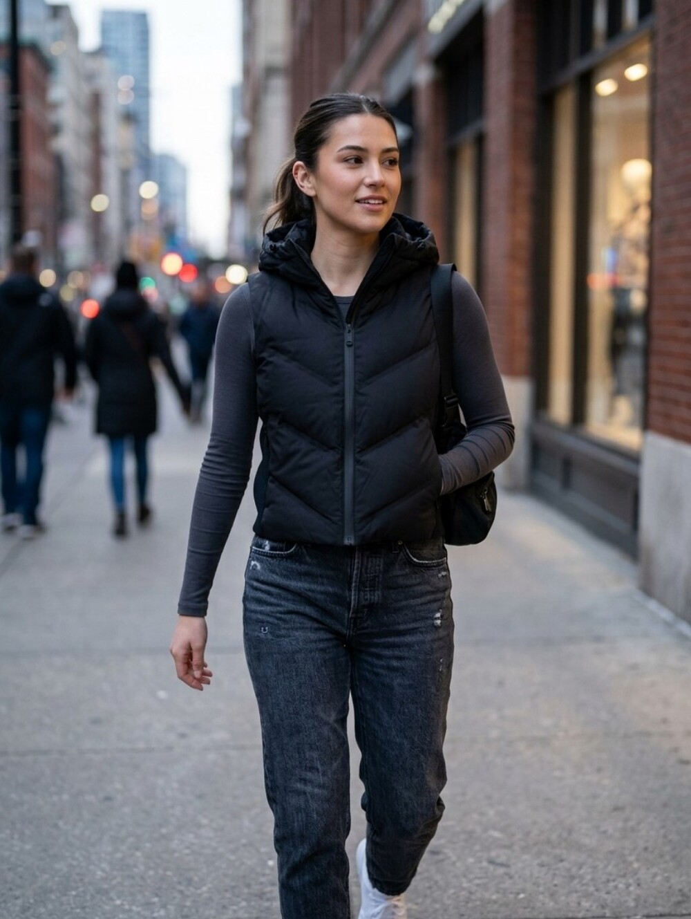 136. Zara Hooded Shaping Crop Puffer Vest